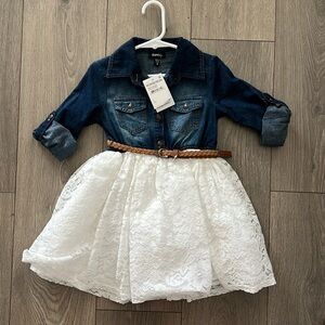 NWT Zunie denim/lace dress